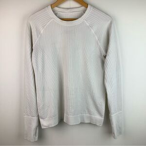 Lululemon Women's White Rest Less Pullover Long Sleeves Top Stretchy No Size tag